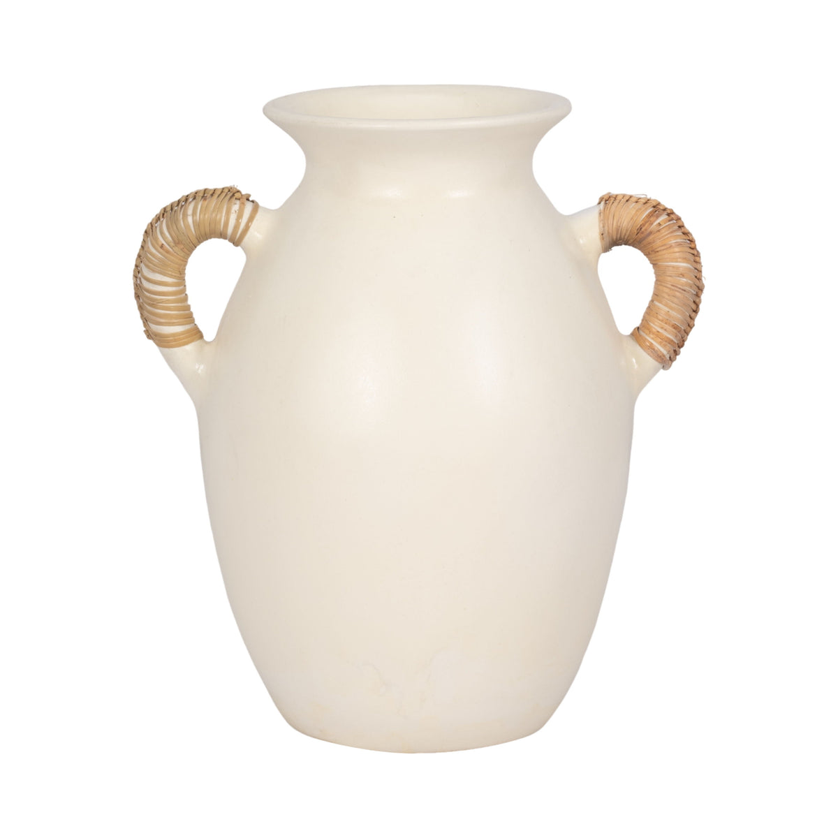 12" Terracotta Eared Vase - White