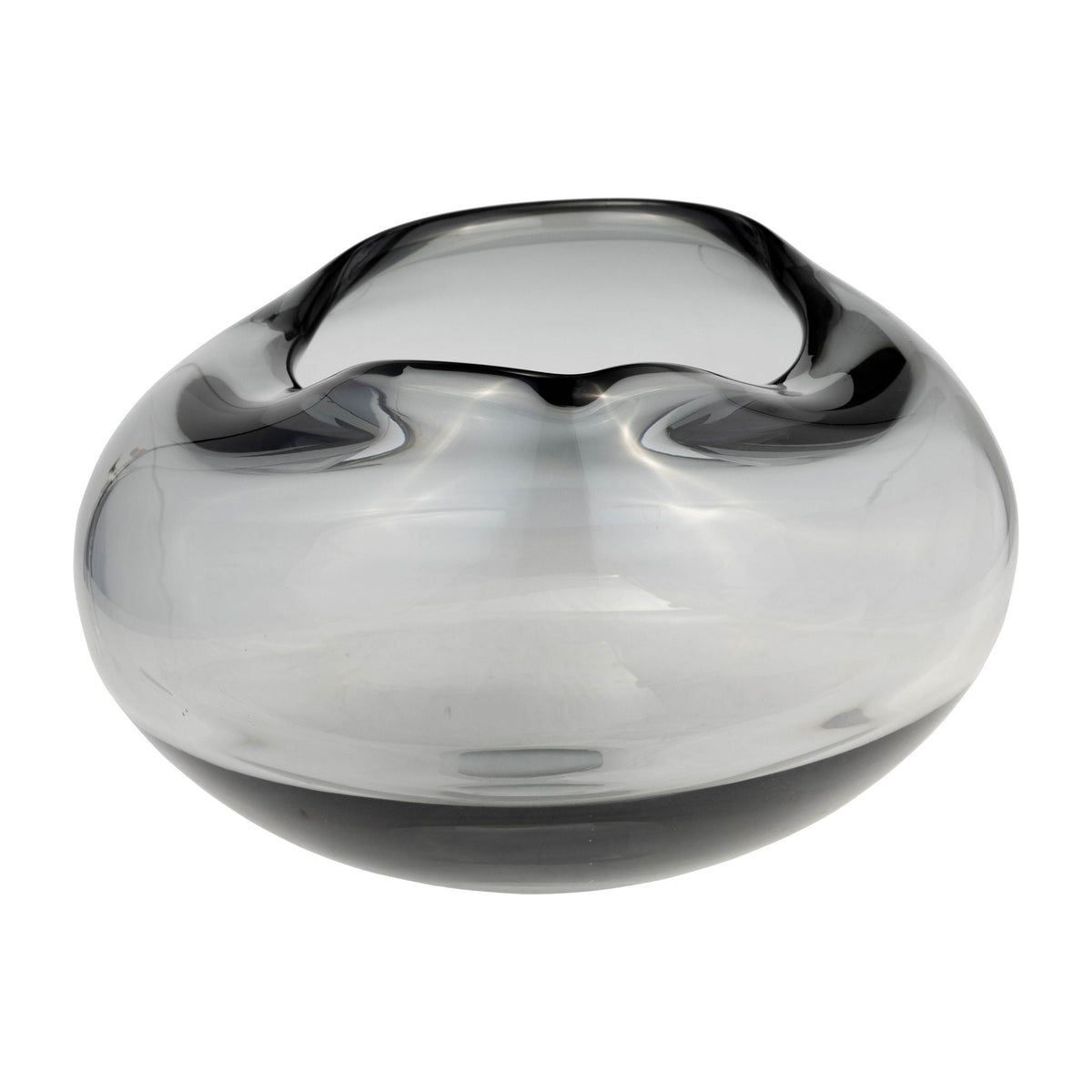 Glass Irregular Shape Bowl 10" - Smoke