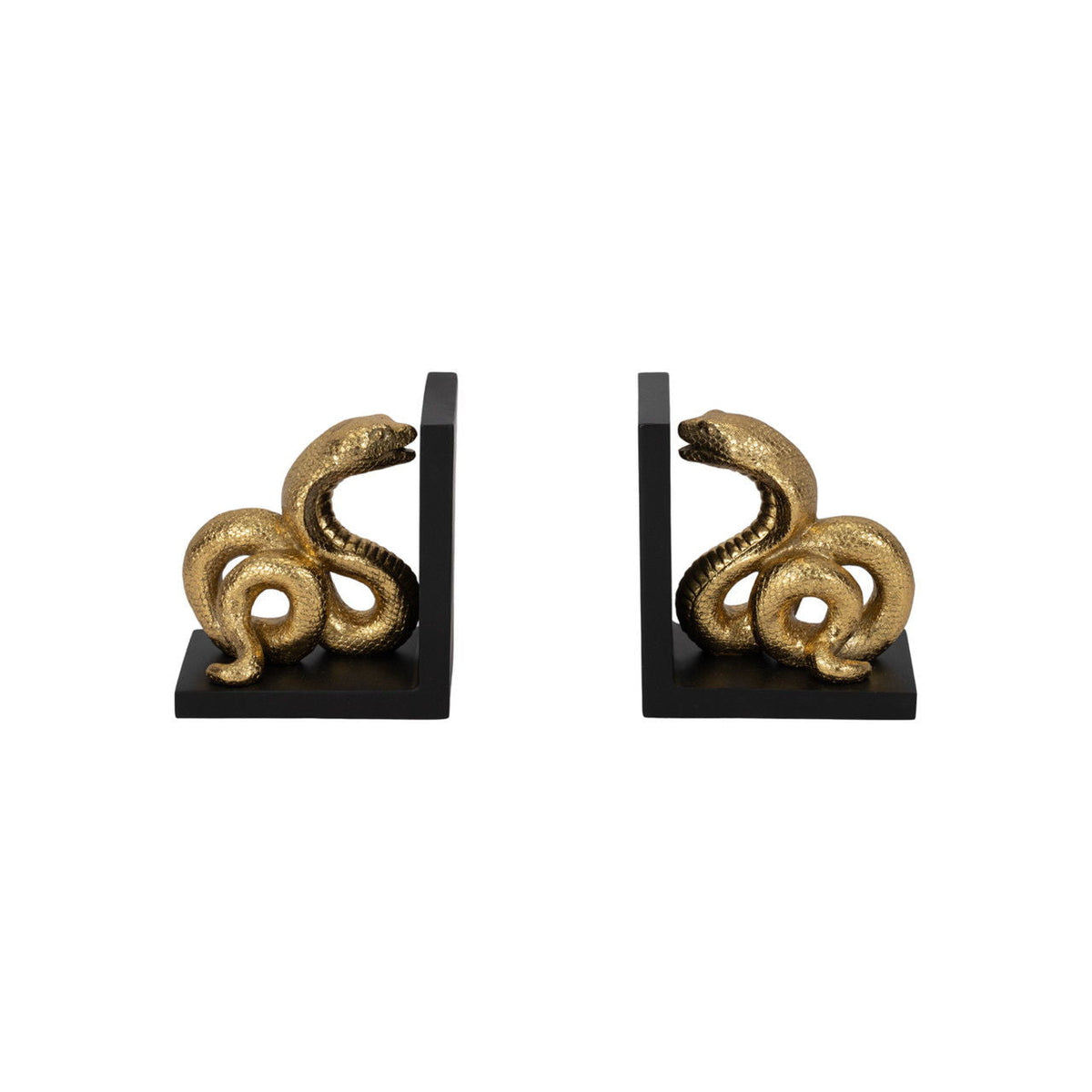 6" Snake Bookends - Gold / Black
