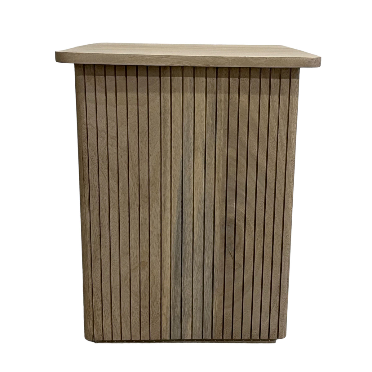 Square Ribbed Accent Table - Natural