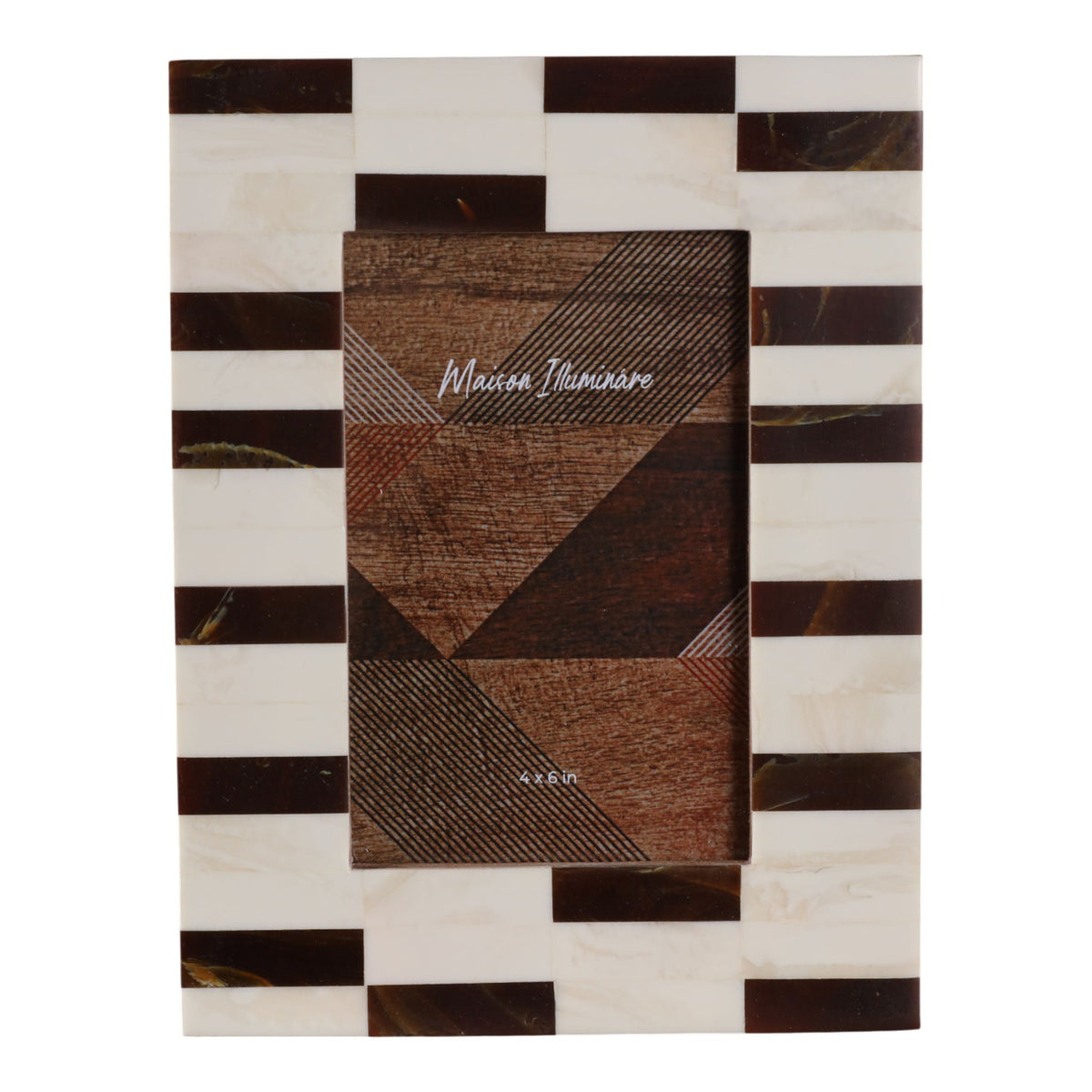 4" x 6" Small Stripe Photo Frame - Brown / Ivory