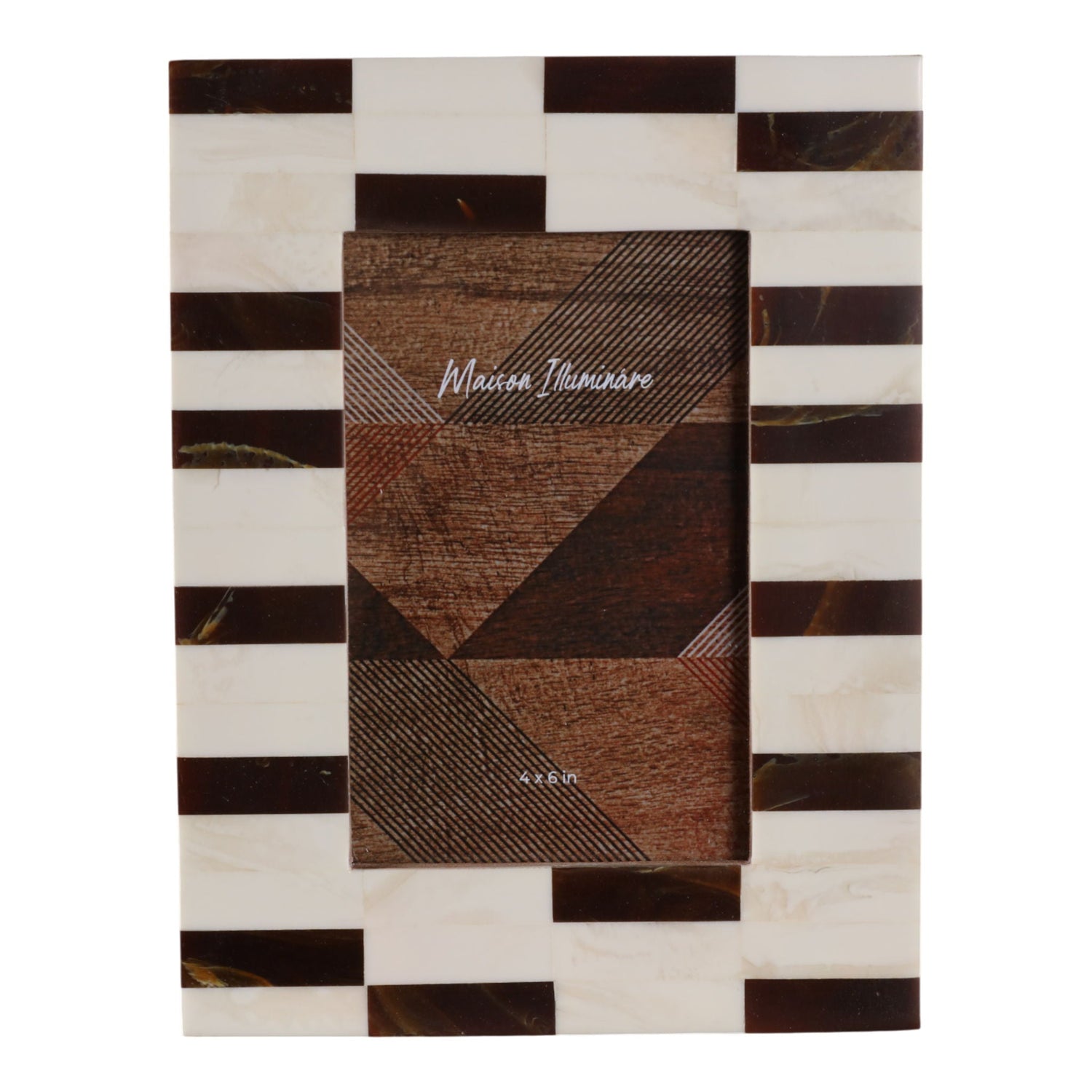 4" x 6" Small Stripe Photo Frame - Brown / Ivory