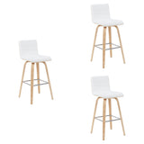 Vienna - Modern Swivel Bar Height Stool - Patterned Oak Wood Frame