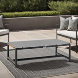 Crown - Aluminum And Teak Wood Outdoor Coffee Table - Black