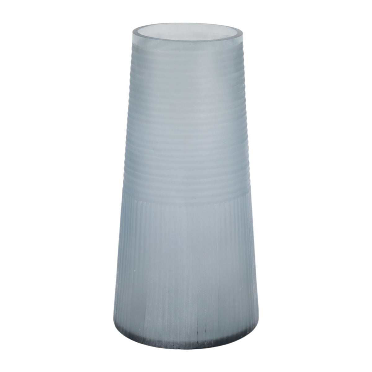 12" x 6" Etched Lines Tapered Glass Vase - Blue