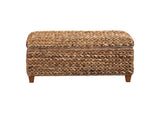 500215 Laughton Hand-Woven Banana Leaf Storage Bench Amber