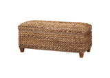 500215 Laughton Hand-Woven Banana Leaf Storage Bench Amber