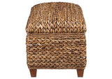 500215 Laughton Hand-Woven Banana Leaf Storage Bench Amber