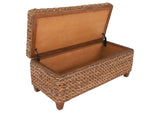 500215 Laughton Hand-Woven Banana Leaf Storage Bench Amber