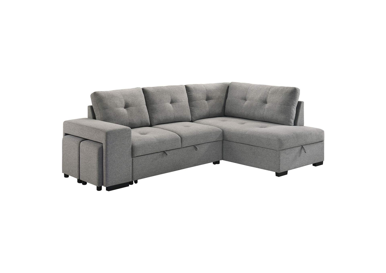 500347 Roanne Fabric Upholstered Sleeper Sectional Sofa Grey