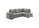 500347 Roanne Fabric Upholstered Sleeper Sectional Sofa Grey