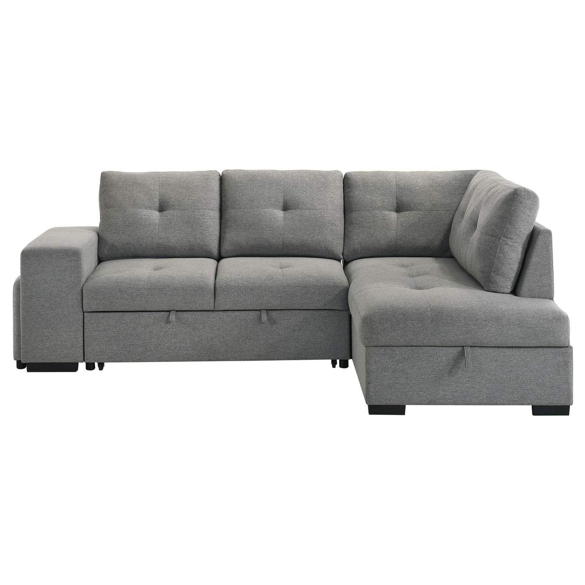 500347 Roanne Fabric Upholstered Sleeper Sectional Sofa Grey