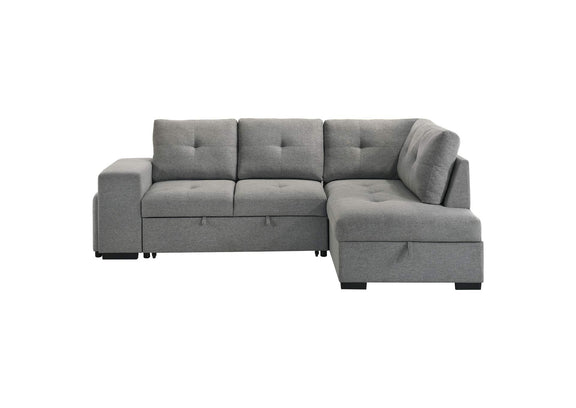 500347 Roanne Fabric Upholstered Sleeper Sectional Sofa Grey