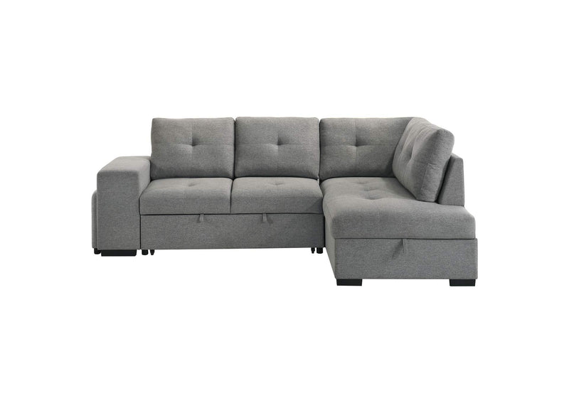 500347 Roanne Fabric Upholstered Sleeper Sectional Sofa Grey