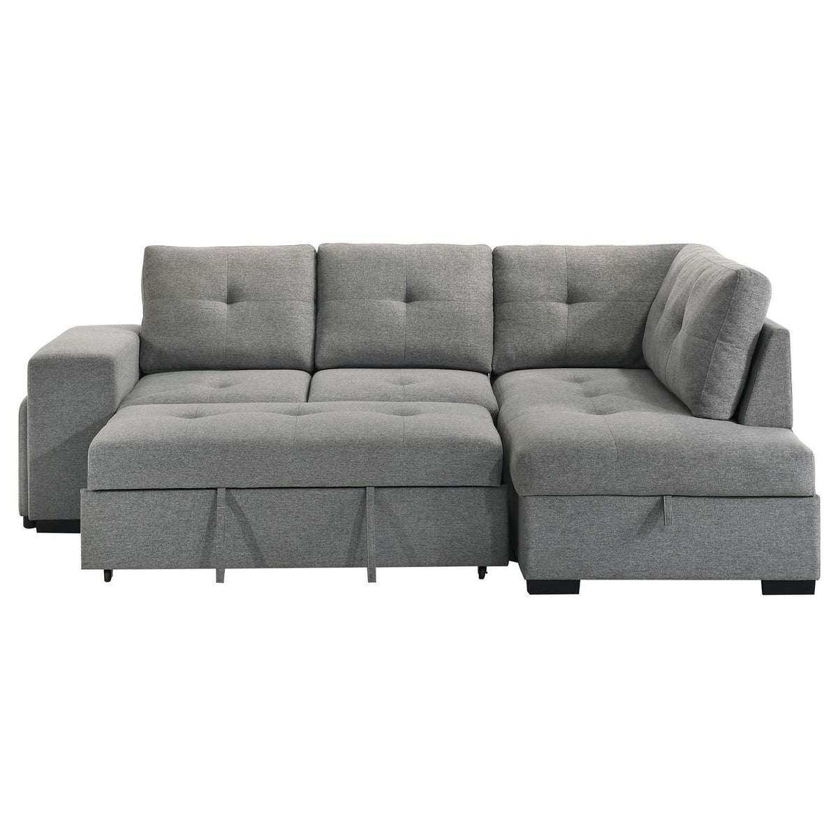 500347 Roanne Fabric Upholstered Sleeper Sectional Sofa Grey