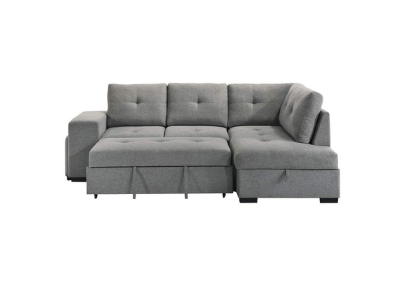 500347 Roanne Fabric Upholstered Sleeper Sectional Sofa Grey