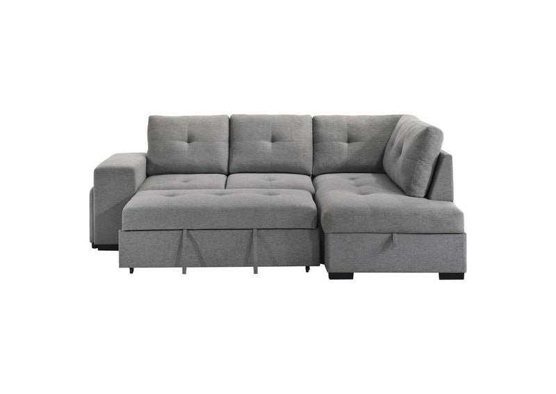 500347 Roanne Fabric Upholstered Sleeper Sectional Sofa Grey