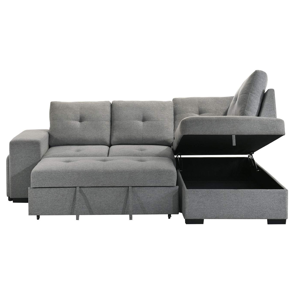 500347 Roanne Fabric Upholstered Sleeper Sectional Sofa Grey