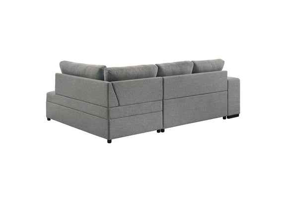 500347 Roanne Fabric Upholstered Sleeper Sectional Sofa Grey