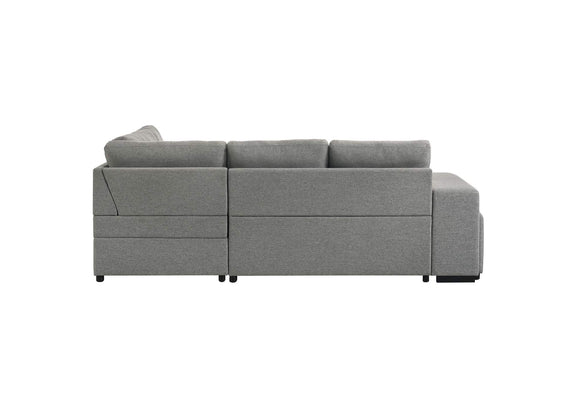 500347 Roanne Fabric Upholstered Sleeper Sectional Sofa Grey