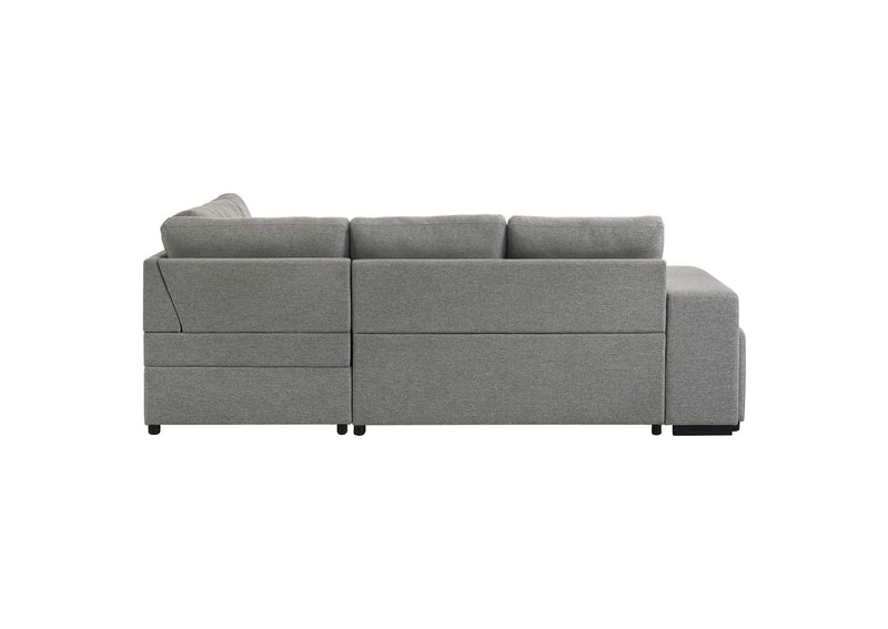 500347 Roanne Fabric Upholstered Sleeper Sectional Sofa Grey