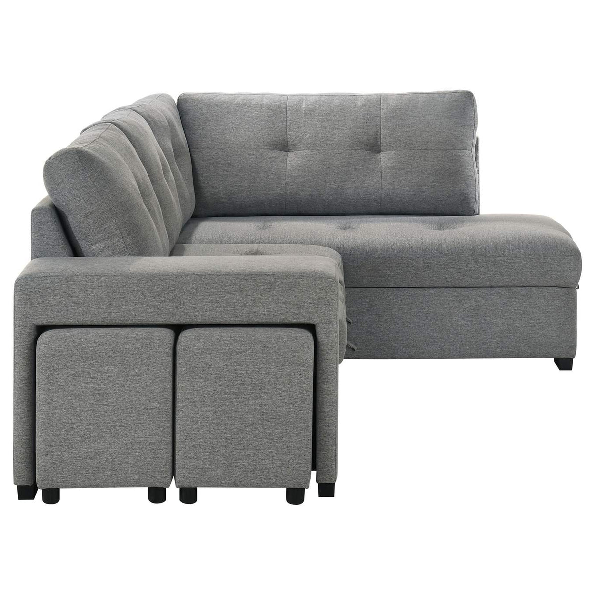 500347 Roanne Fabric Upholstered Sleeper Sectional Sofa Grey