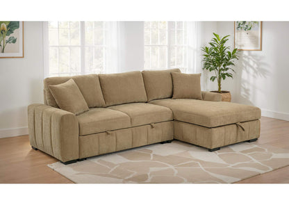 500348 Pastrana Upholstered Sleeper Sectional Sofa RAF Chaise Camel