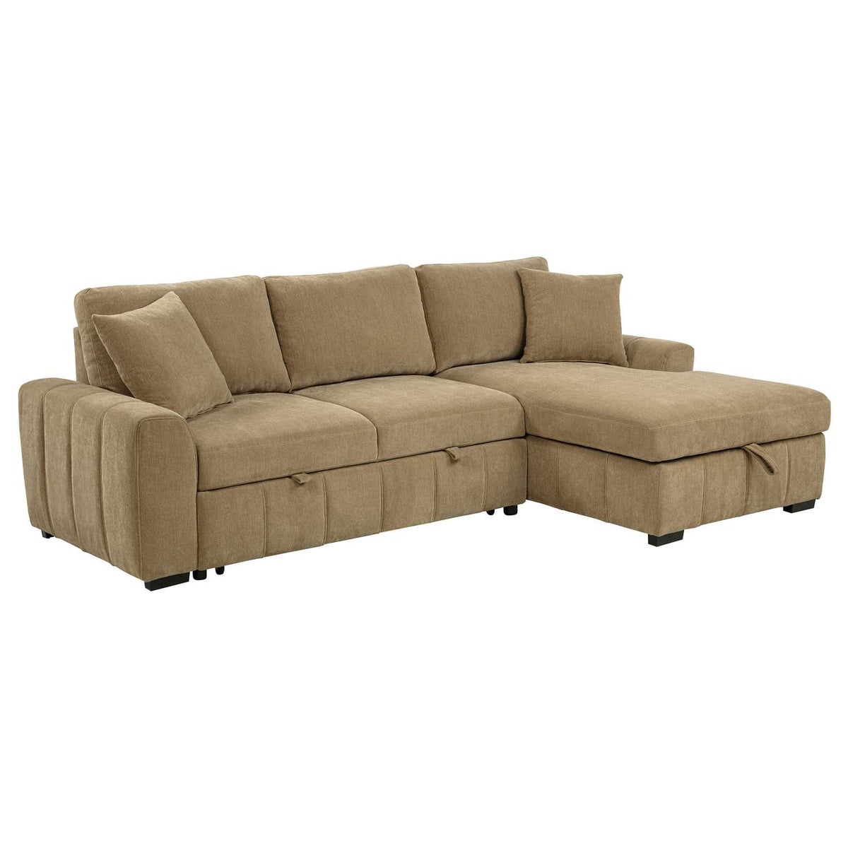 500348 Pastrana Upholstered Sleeper Sectional Sofa RAF Chaise Camel