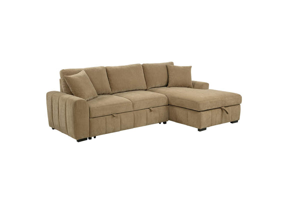 500348 Pastrana Upholstered Sleeper Sectional Sofa RAF Chaise Camel
