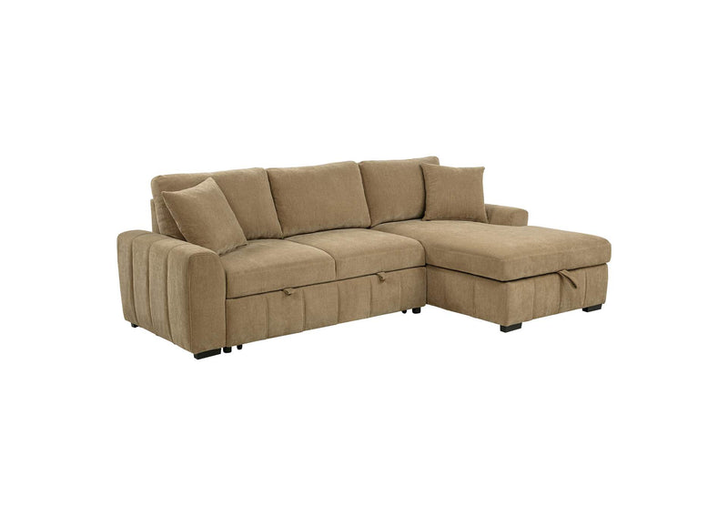 500348 Pastrana Upholstered Sleeper Sectional Sofa RAF Chaise Camel