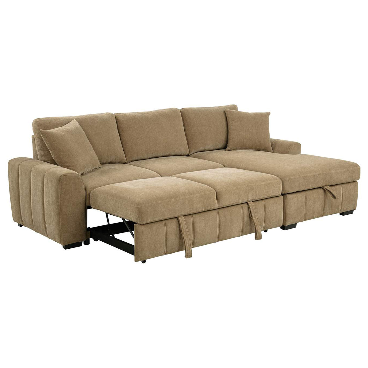 500348 Pastrana Upholstered Sleeper Sectional Sofa RAF Chaise Camel