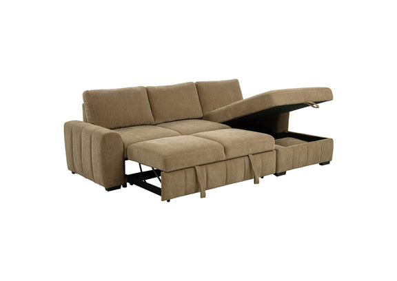 500348 Pastrana Upholstered Sleeper Sectional Sofa RAF Chaise Camel