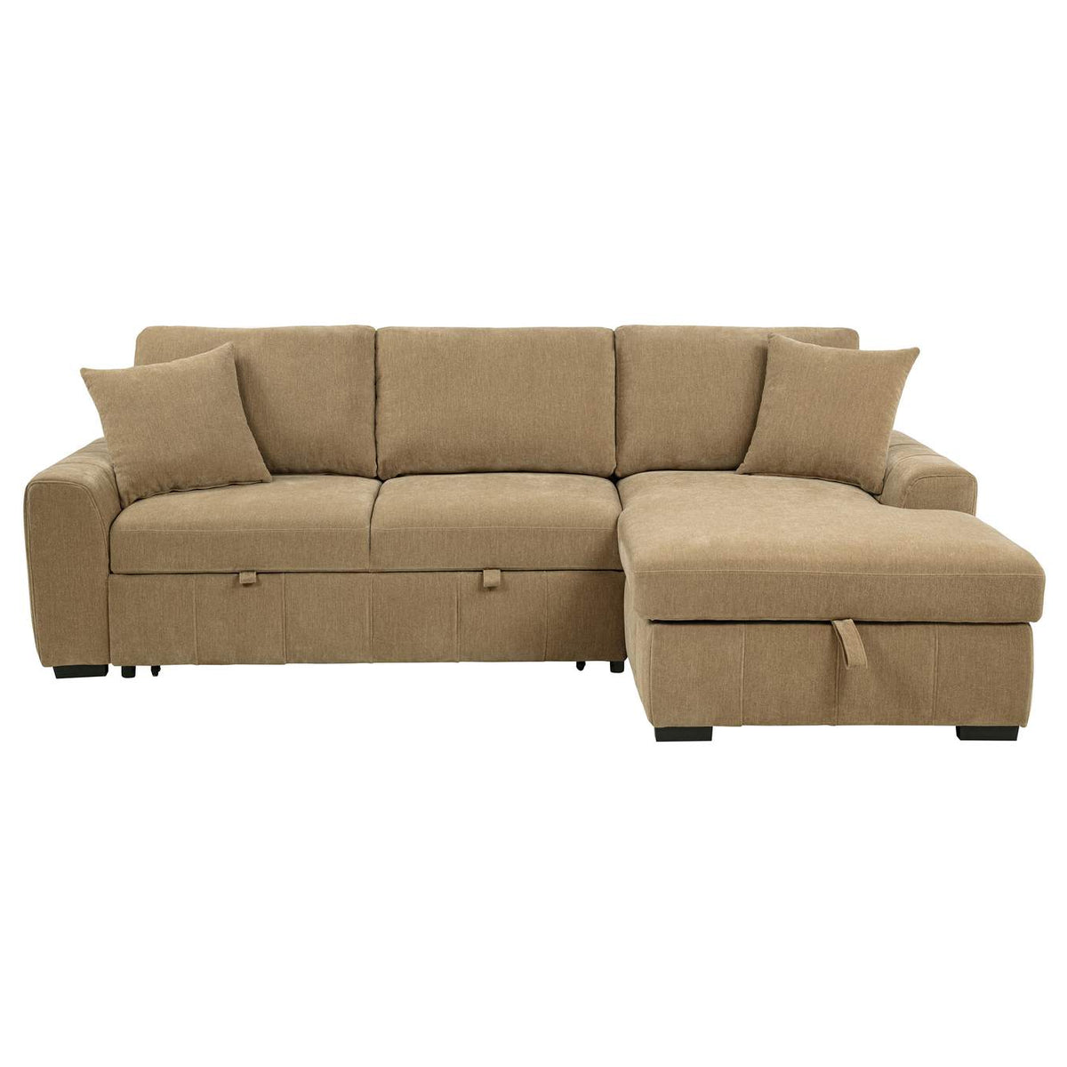 500348 Pastrana Upholstered Sleeper Sectional Sofa RAF Chaise Camel