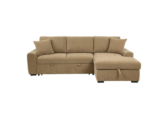 500348 Pastrana Upholstered Sleeper Sectional Sofa RAF Chaise Camel