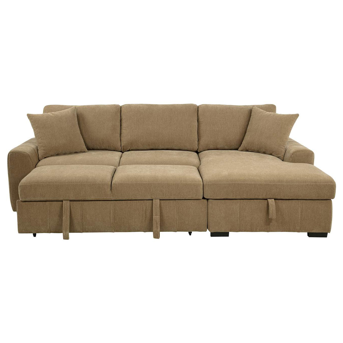 500348 Pastrana Upholstered Sleeper Sectional Sofa RAF Chaise Camel