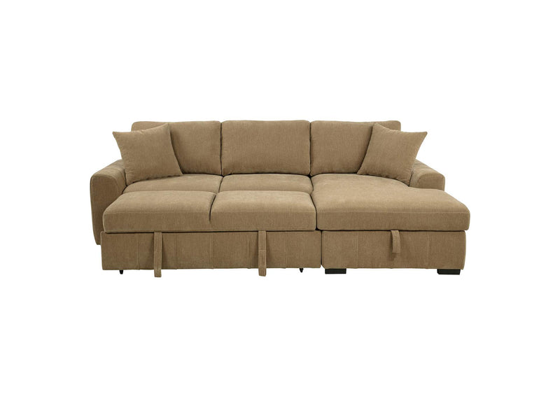 500348 Pastrana Upholstered Sleeper Sectional Sofa RAF Chaise Camel
