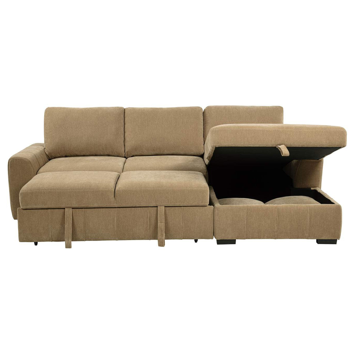 500348 Pastrana Upholstered Sleeper Sectional Sofa RAF Chaise Camel