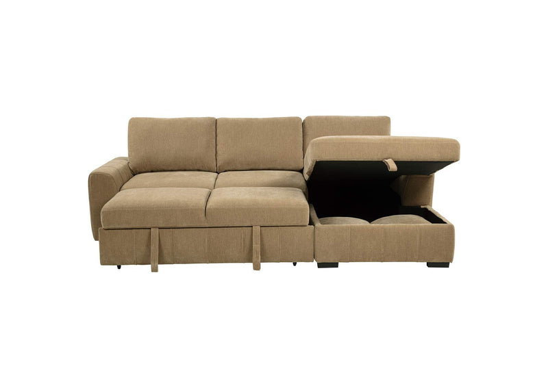 500348 Pastrana Upholstered Sleeper Sectional Sofa RAF Chaise Camel
