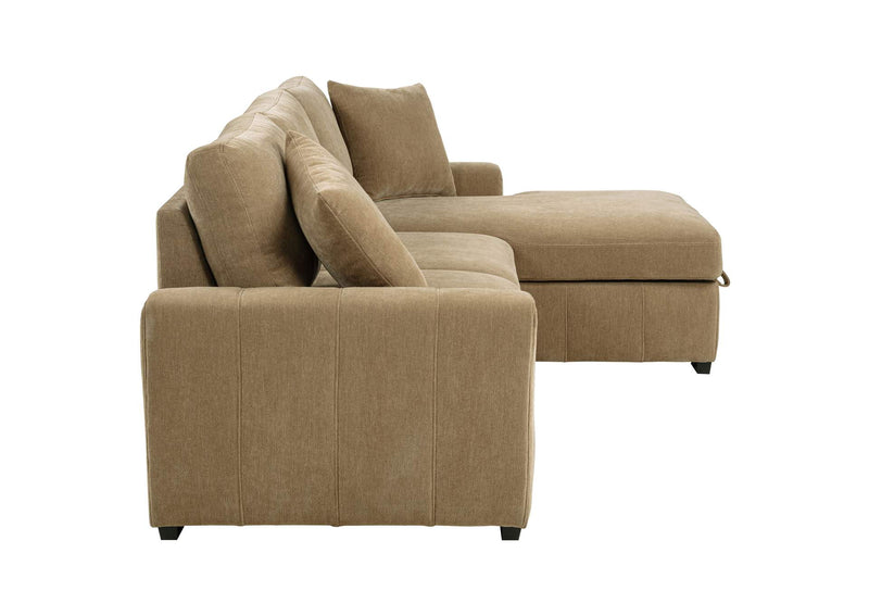 500348 Pastrana Upholstered Sleeper Sectional Sofa RAF Chaise Camel