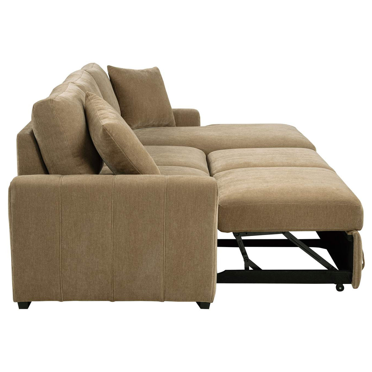 500348 Pastrana Upholstered Sleeper Sectional Sofa RAF Chaise Camel