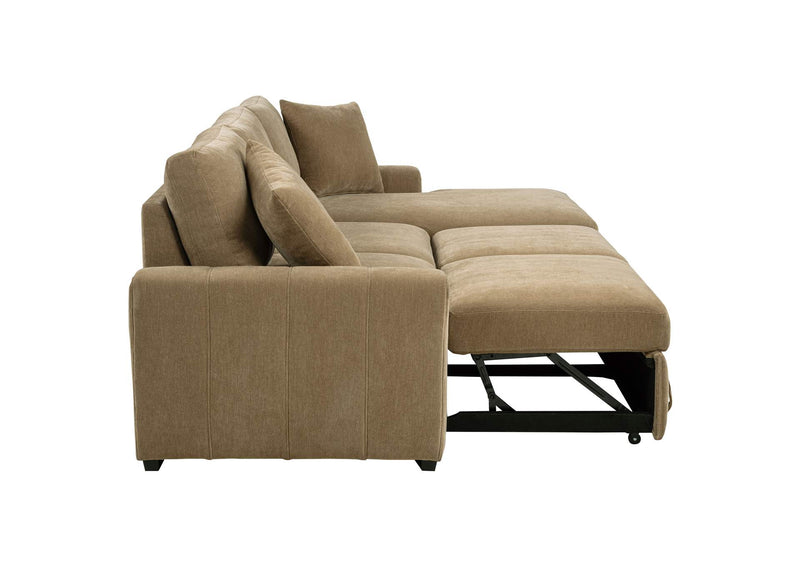 500348 Pastrana Upholstered Sleeper Sectional Sofa RAF Chaise Camel