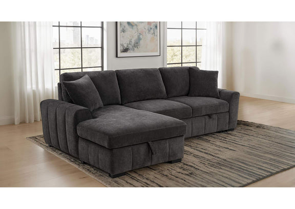 500349 Pastrana Upholstered Sleeper Sectional Sofa LAF Chaise Grey