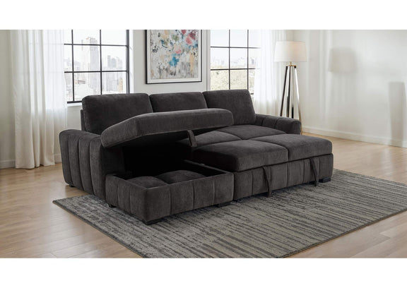 500349 Pastrana Upholstered Sleeper Sectional Sofa LAF Chaise Grey