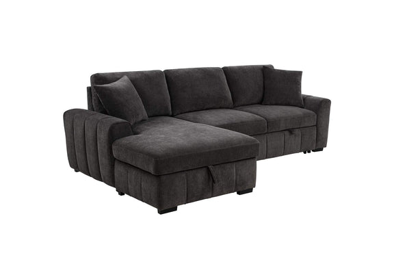 500349 Pastrana Upholstered Sleeper Sectional Sofa LAF Chaise Grey