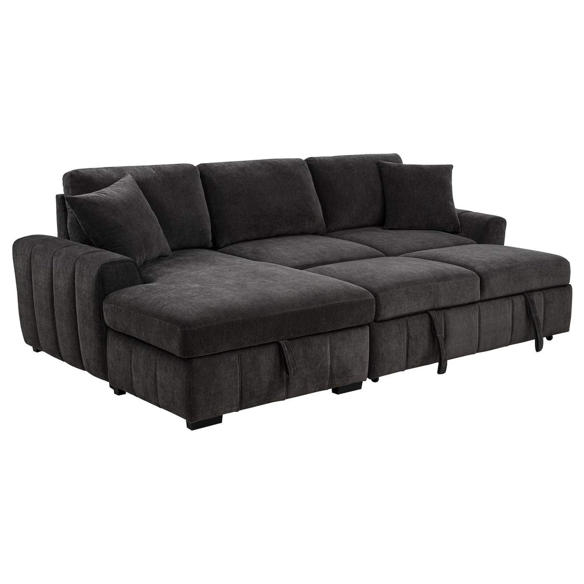 500349 Pastrana Upholstered Sleeper Sectional Sofa LAF Chaise Grey