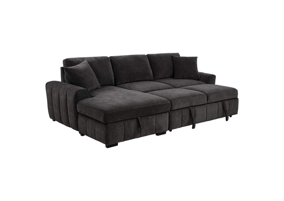 500349 Pastrana Upholstered Sleeper Sectional Sofa LAF Chaise Grey