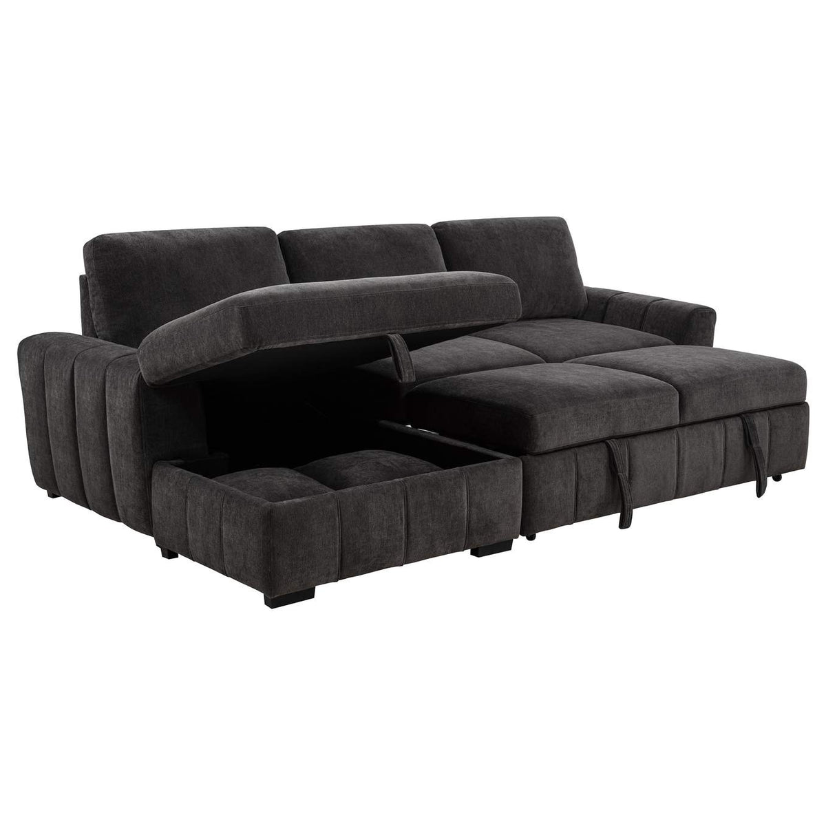 500349 Pastrana Upholstered Sleeper Sectional Sofa LAF Chaise Grey