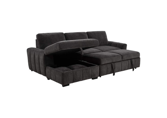 500349 Pastrana Upholstered Sleeper Sectional Sofa LAF Chaise Grey
