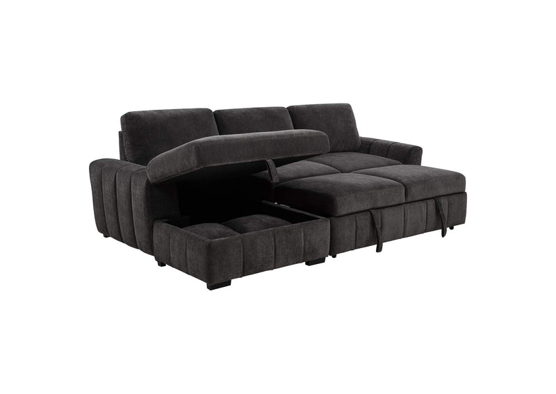 500349 Pastrana Upholstered Sleeper Sectional Sofa LAF Chaise Grey