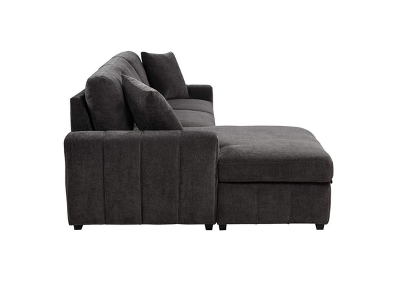 500349 Pastrana Upholstered Sleeper Sectional Sofa LAF Chaise Grey